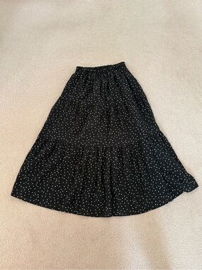 Black Polka Dot Tiered Maxi Skirt